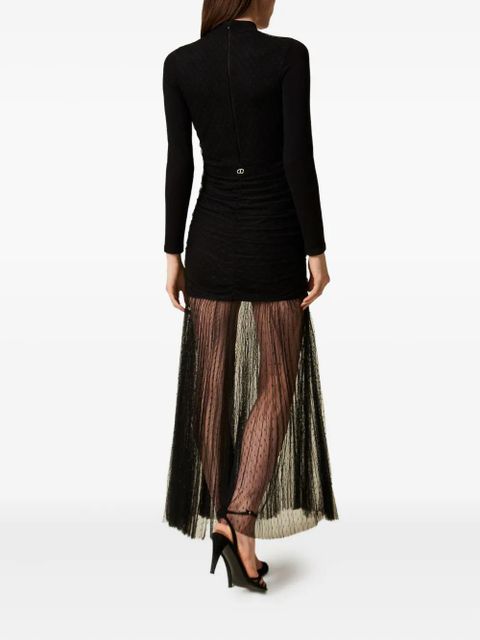 TWINSET pleated-tulle knitted dress - Black