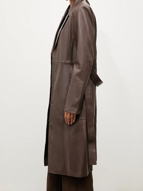 Answear.LAB płaszcz skórzany kolor brązowy