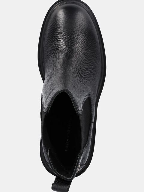 Tommy Hilfiger sztyblety skórzane TH LEATHER CHELSEA CLEATED HEEL damskie kolor czarny na słupku FW0FW08774