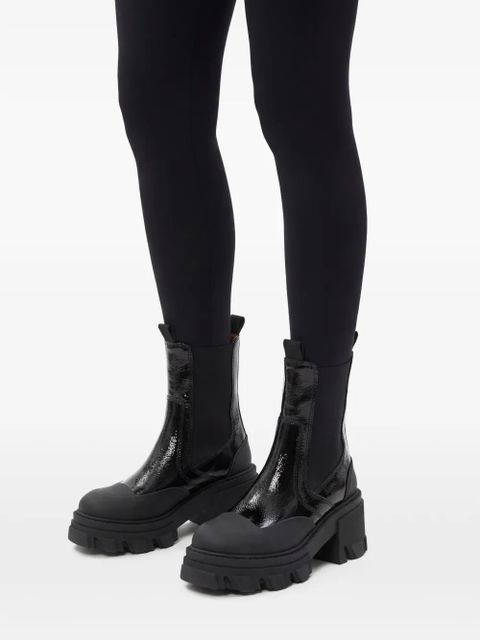 GANNI logo-embossed panelled Chelsea boots - Black