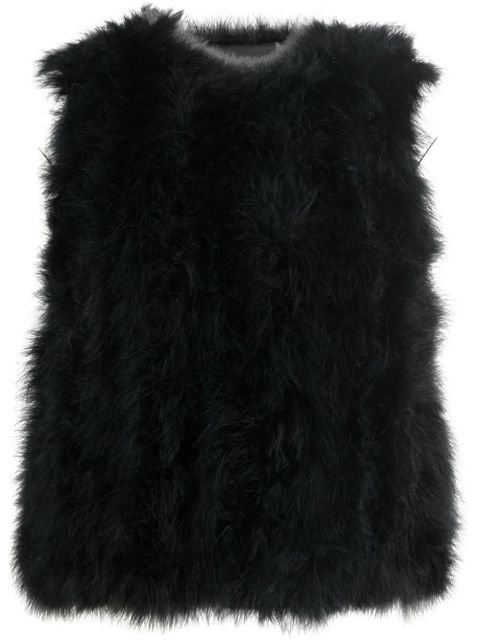 Yves Salomon silk feathered-finish waistcoat - Black - zdjęcie produktu nr 1