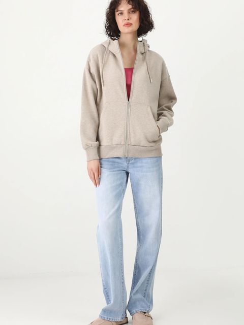 Medicine bluza damska kolor beżowy z kapturem