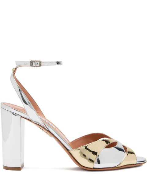 Aquazzura 85mm Moves leather ankle-strap sandals - Silver - zdjęcie produktu nr 1
