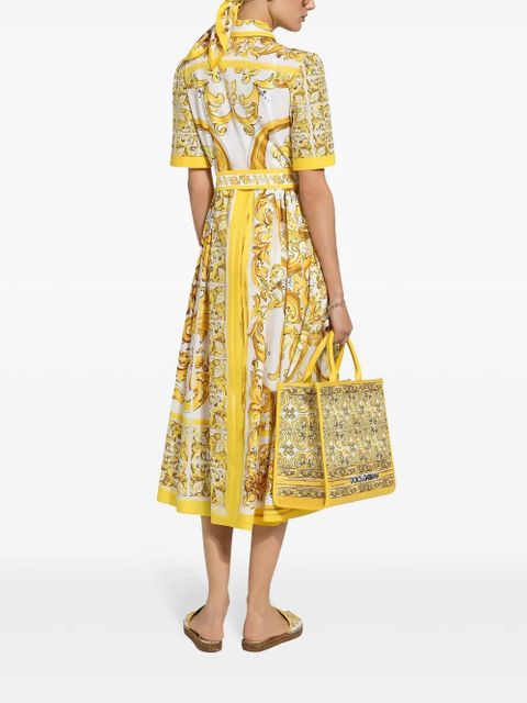 Dolce & Gabbana Majolica-print cotton shirtdress - Yellow