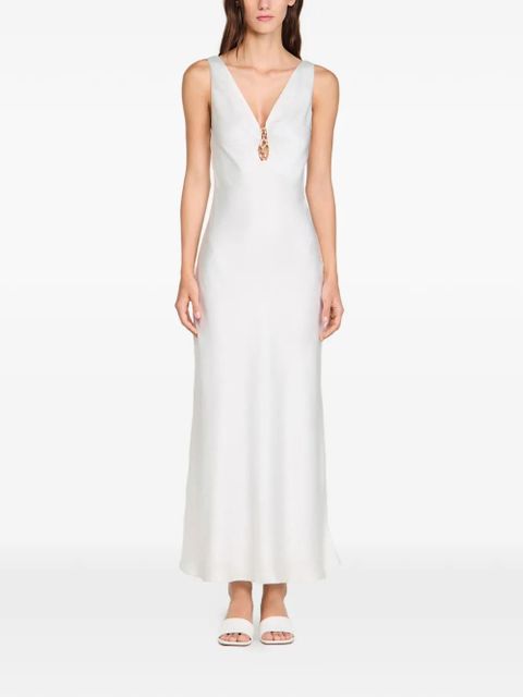 SANDRO V-neck embellished-collar dress - White