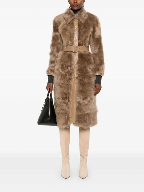 TOM FORD shearling belted coat - Brown - zdjęcie produktu nr 2