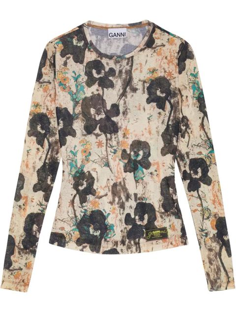 GANNI floral-print top - Neutrals - zdjęcie produktu nr 1