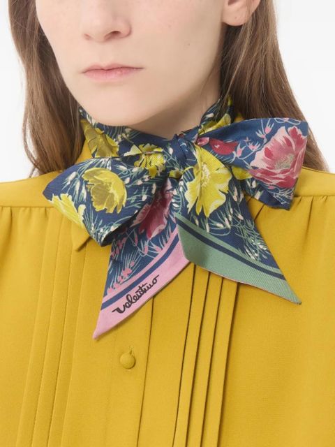 Valentino Garavani Apres l'Hiver poppies bandeau scarf in silk - Blue