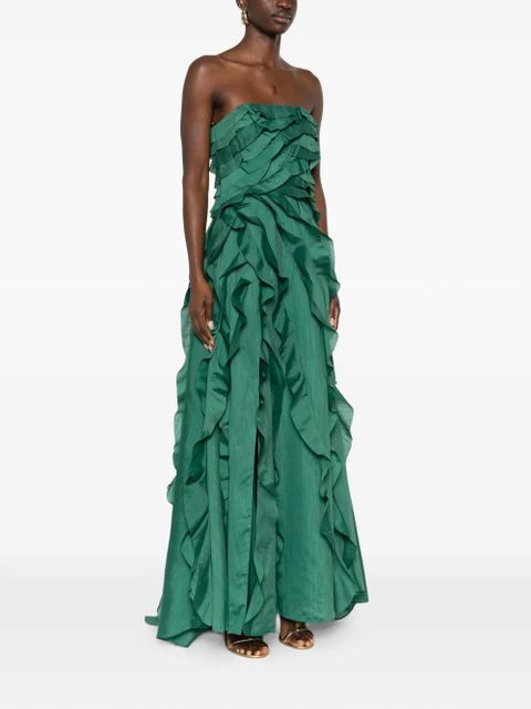 Aje ruffled strapless maxi dress - Green