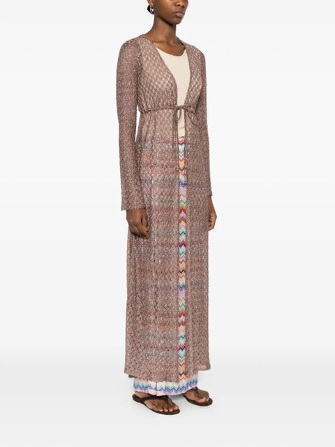 Missoni tie-waist textured cover up coat - Brown