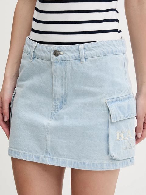 Karl Kani spódnica jeansowa kolor niebieski mini rozkloszowana PD00001820 - zdjęcie produktu nr 1
