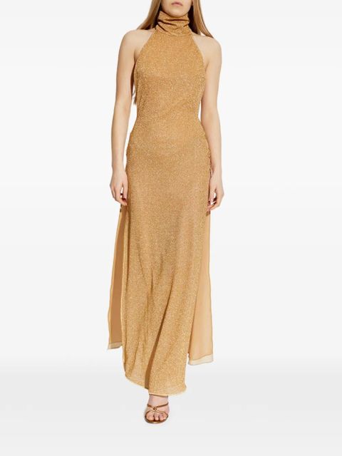 Oséree roll-neck ring-detail maxi dress - Gold