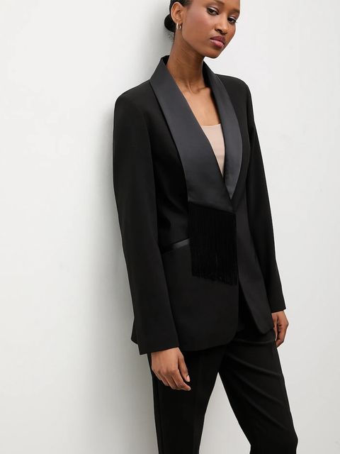 Answear.LAB marynarka kolor czarny jednorzędowa gładka