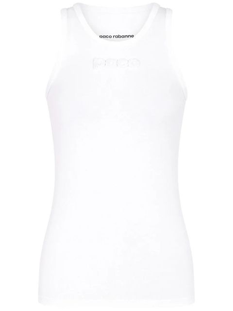 Rabanne logo-devoré cotton tank top - White - zdjęcie produktu nr 1