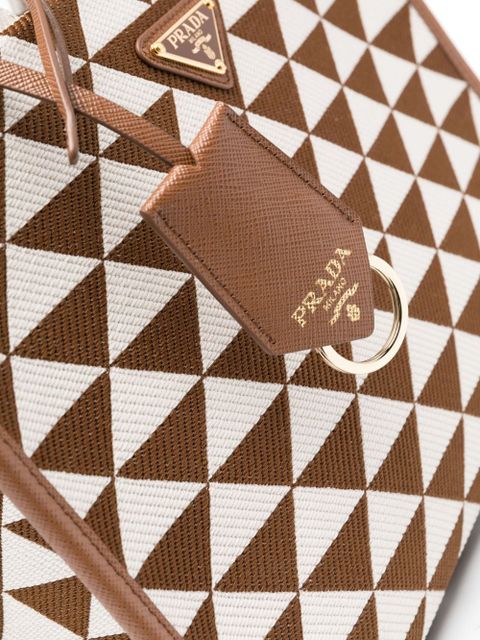 Prada small Symbole jacquard tote bag - Brown