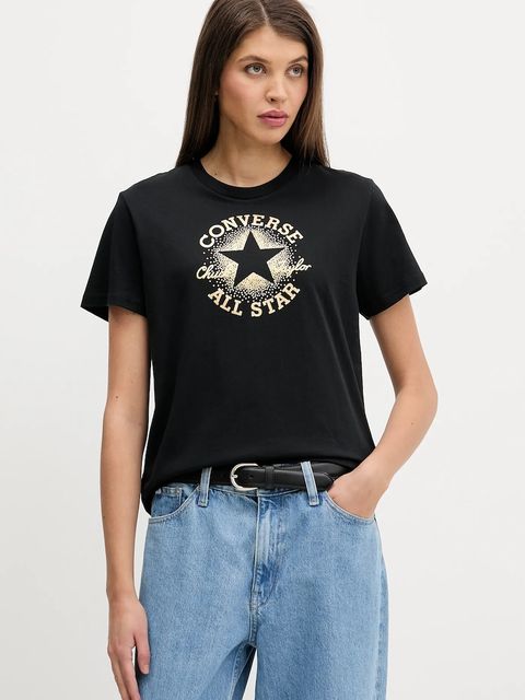 Converse t-shirt bawełniany damski kolor czarny CVW5T845 - zdjęcie produktu nr 1