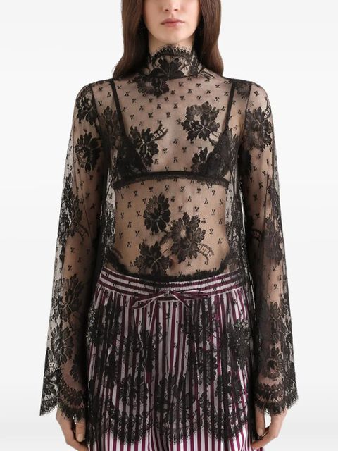 Dolce & Gabbana lace dress with high-neck - Black