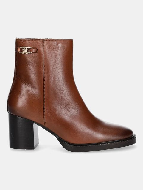 Tommy Hilfiger botki skórzane STACKED HEEL LEATHER ANKLE BOOT - zdjęcie produktu nr 1