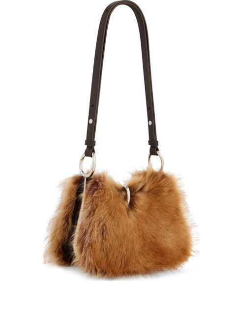 Rabanne ring-detail fur shoulder bag - Brown - zdjęcie produktu nr 1