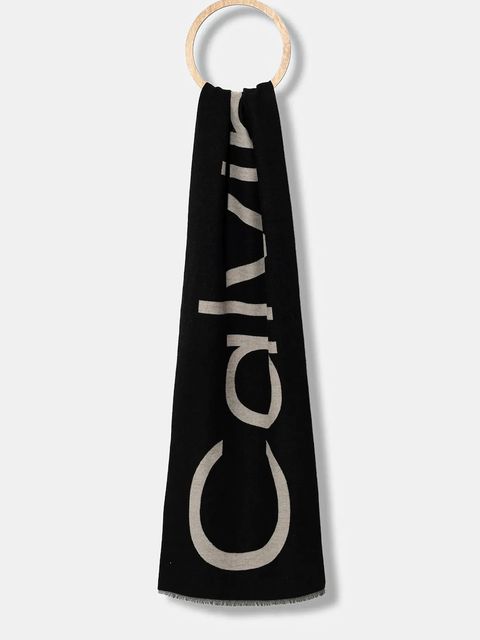 Calvin Klein szalik z domieszką wełny damski kolor czarny wzorzysty LV04F8051G - zdjęcie produktu nr 1