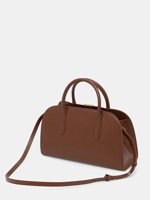 Tommy Hilfiger torebka skórzana kolor brązowy AW0AW18205