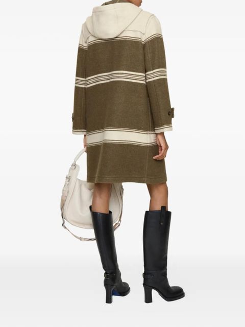 Burberry striped hooded duffle coat - Brown