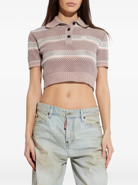 AMIRI buttoned striped polo top - Pink