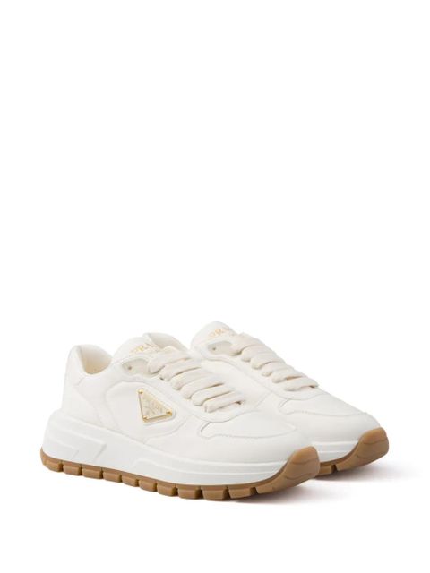 Prada triangle-logo leather sneakers - White