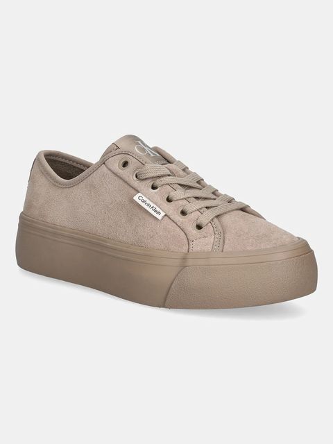 Calvin Klein tenisówki zamszowe VULC FLATF LACE UP SUE/WL CK kolor beżowy YW0YW02000 - zdjęcie produktu nr 1