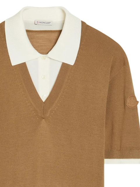 Moncler wool V-neck sweater - Brown - zdjęcie produktu nr 2