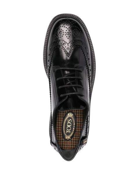 Tod's logo-tag leather brogues - Black