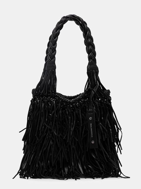 Karl Lagerfeld torebka skórzana K/WEAVE kolor czarny B1W30275 - zdjęcie produktu nr 1