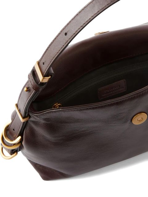 PINKO logo-plaque leather shoulder bag - Red