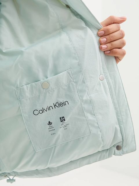 Calvin Klein Jeans bezrękawnik puchowy kolor zielony zimowa LV044D522G