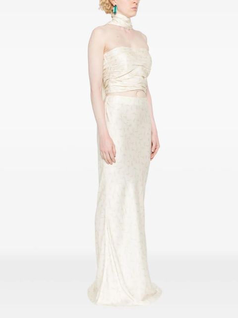 ROTATE BIRGER CHRISTENSEN scarf-detail printed top - Neutrals