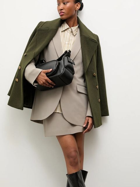 Answear Lab płaszcz wełniany kolor zielony przejściowy dwurzędowy