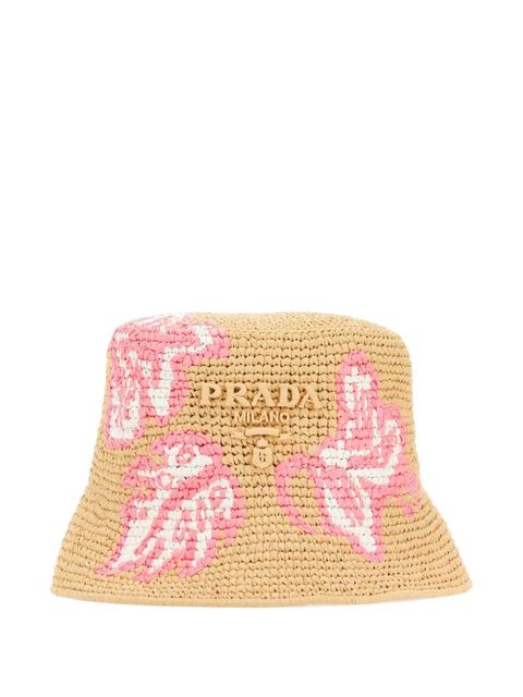 Prada crochet floral-embroidery bucket hat - Neutrals - zdjęcie produktu nr 2