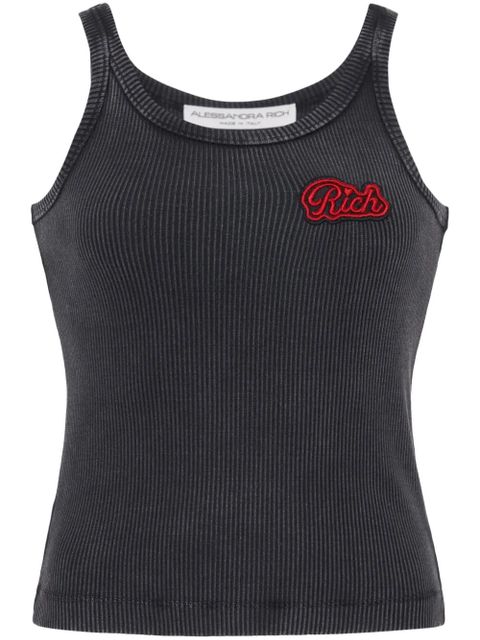 Alessandra Rich logo-appliqué ribbed tank top - Grey - zdjęcie produktu nr 1