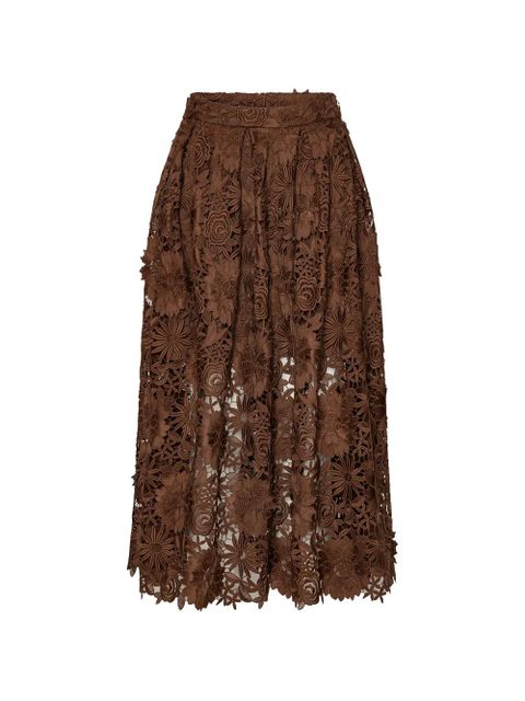 ROTATE BIRGER CHRISTENSEN floral lace midi skirt - Brown - zdjęcie produktu nr 1
