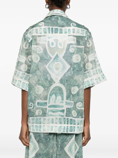 ALEMAIS pocket print top - Green