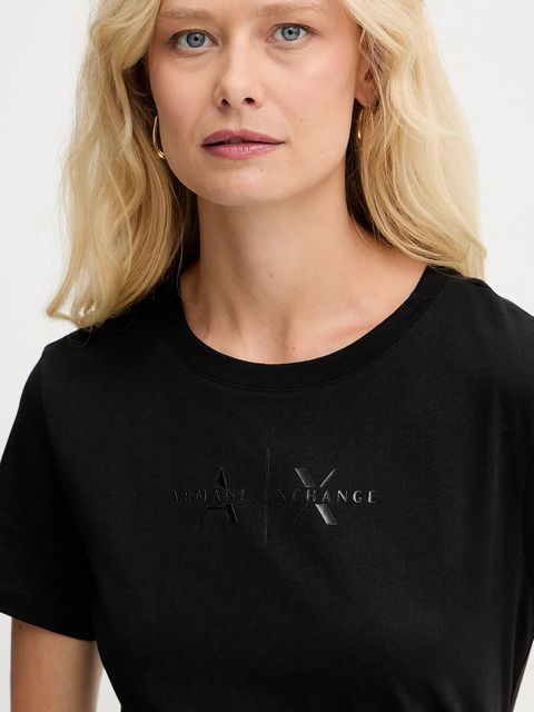 Armani Exchange t-shirt bawełniany damski kolor czarny XW001366 AF10356