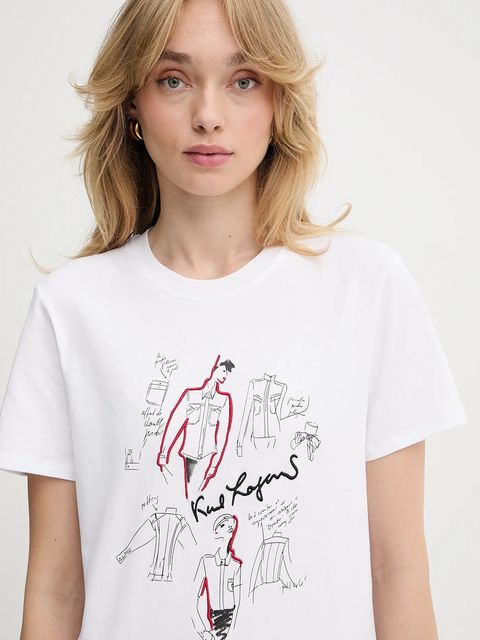 Karl Lagerfeld t-shirt bawełniany damski kolor biały A3W17099