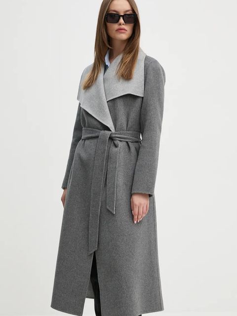 MACKAGE płaszcz wełniany kolor szary przejściowy oversize MAI-CN - zdjęcie produktu nr 1