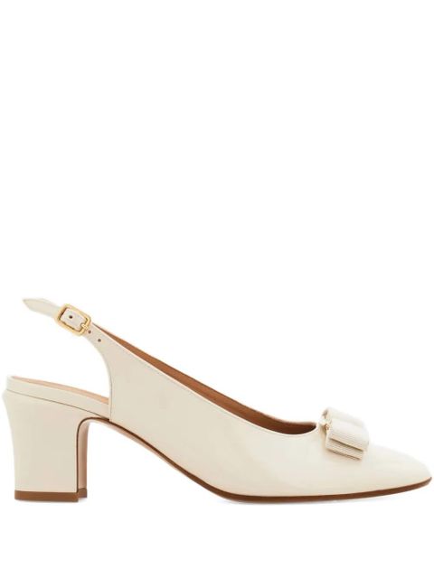 Ferragamo 50mm Vara bow-detail slingback pumps - White - zdjęcie produktu nr 1