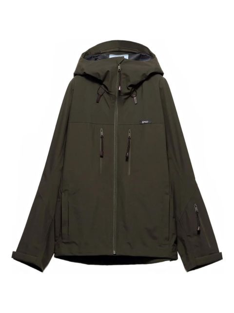 Prada hooded logo-label coat - Green - zdjęcie produktu nr 1