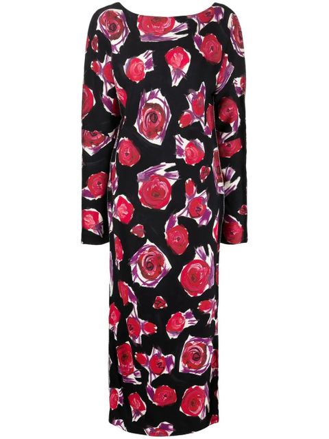 Marni rose print long dress - Black - zdjęcie produktu nr 1