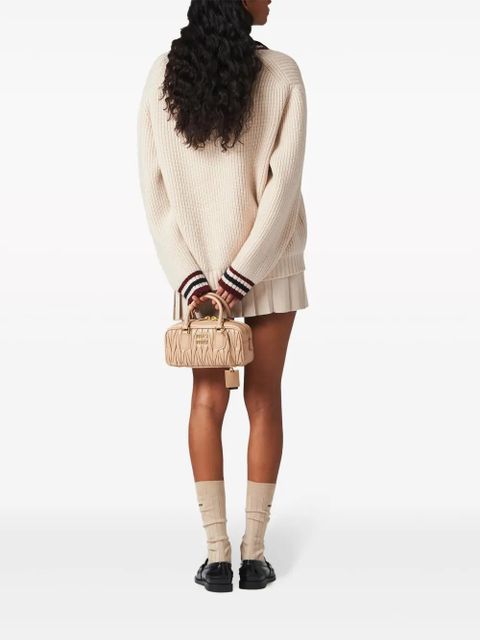 Miu Miu stripe-trim cashmere jumper - Neutrals
