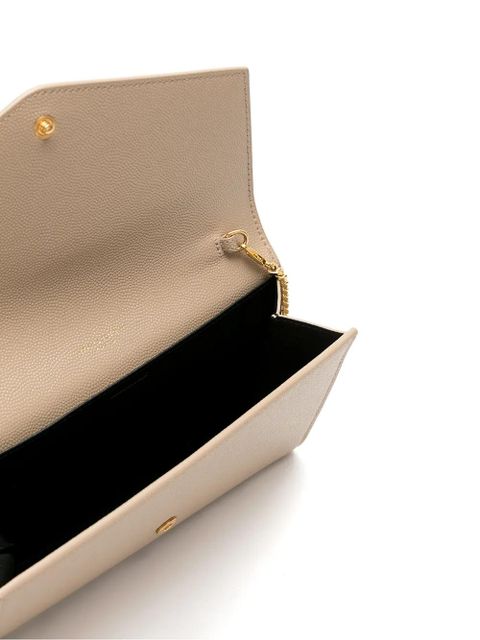 Saint Laurent Uptown envelope leather clutch bag - Neutrals
