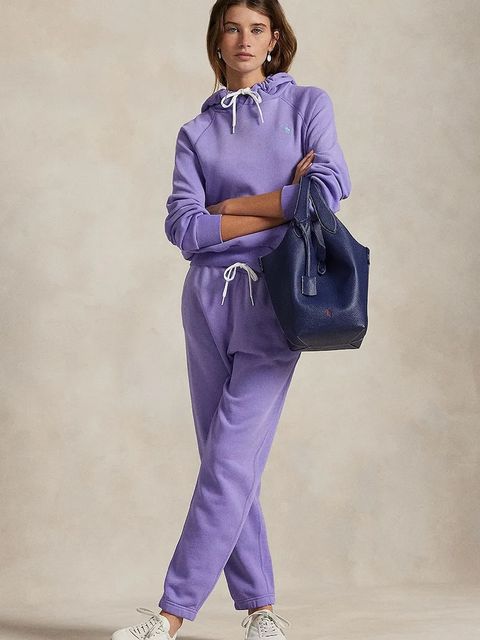 Polo Ralph Lauren spodnie dresowe damskie kolor fioletowy gładkie 211971694