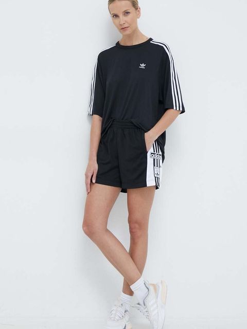 adidas Originals szorty Adibreak damskie kolor czarny z aplikacją high waist IU2518